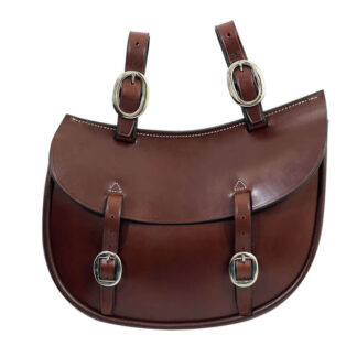 Tanami leather Q1 oval saddle bag - chrome plated brass