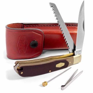 Old timer 970T Buzz saw trapper knife with pouch, pick and tweezers.