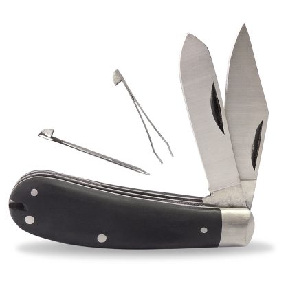 Taylor's Eye Witness 2 Blade Stock Knife with picker and Tweezers