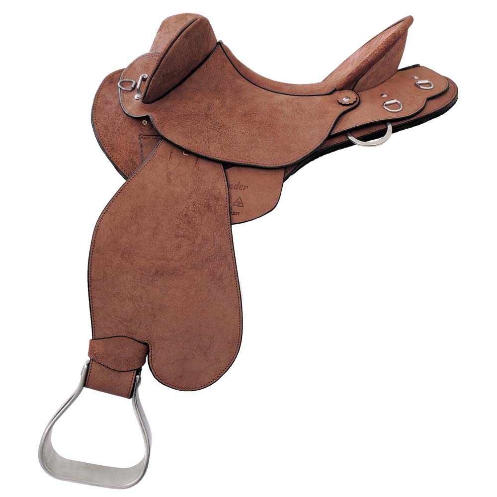 Dubbo Fender Saddle, 2022 model with leather conchos, Brown, fully rough-out
