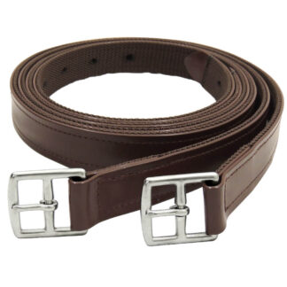 Lined Bronc Stirrup Straps - Brown - curled