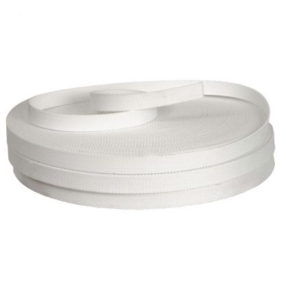 White cotton webbing with 5% nylon
