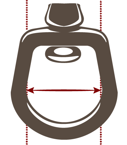 Snap hook with round eye, size diagram