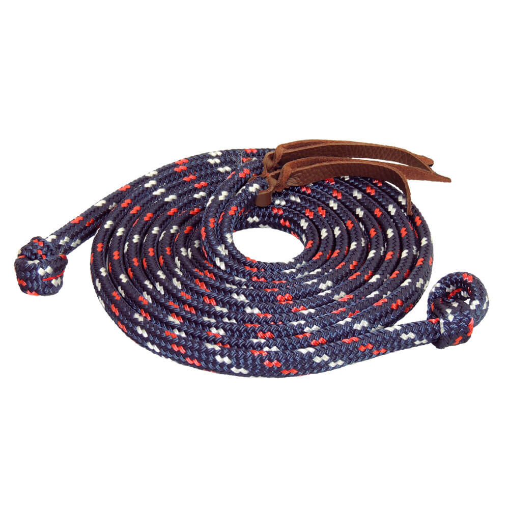Choice of Rope Colour 8ft Loop Rope Reins w Brown Leather & SS Buckled Ends 