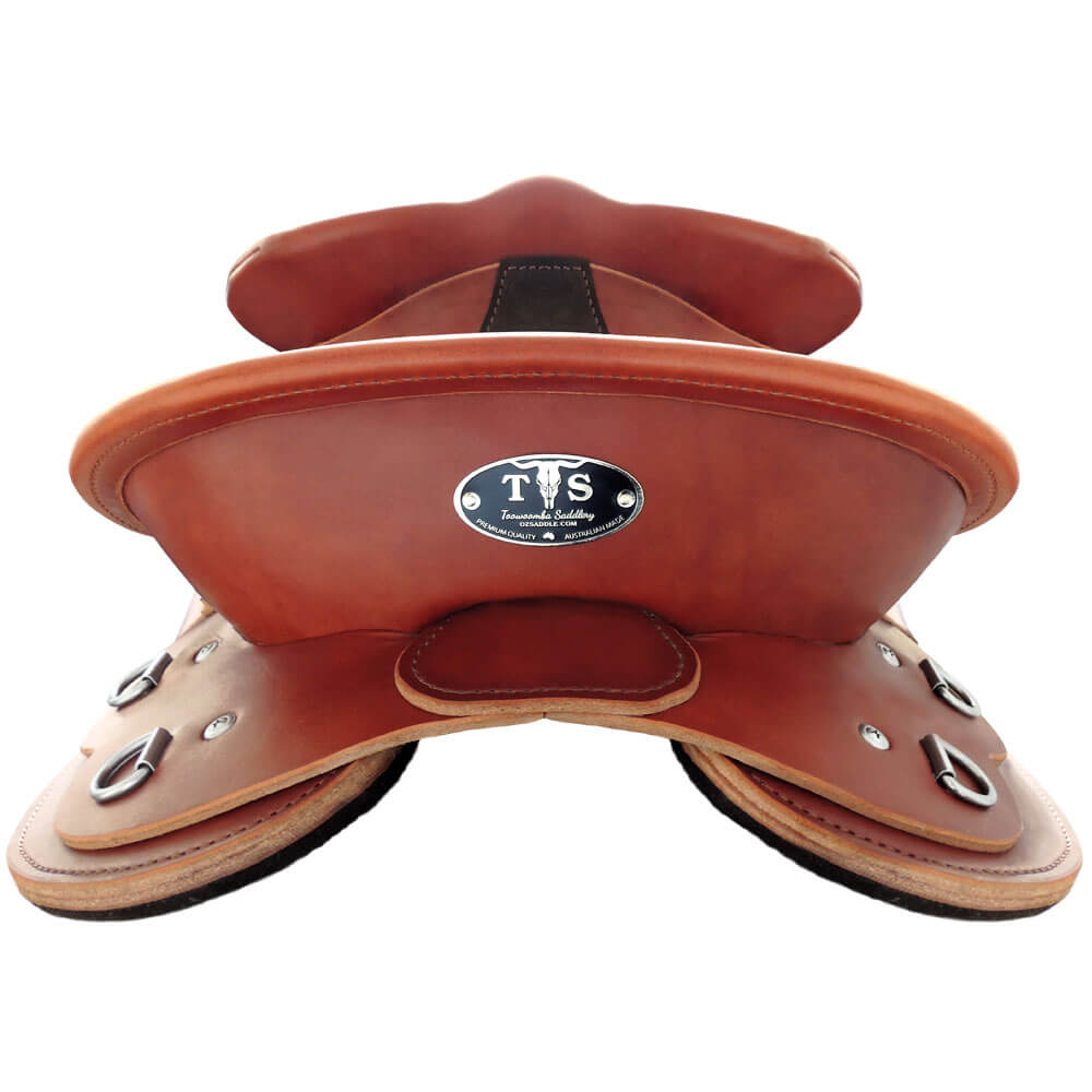 Condamine Junior Drafter saddle - DN/Chestnut - back view