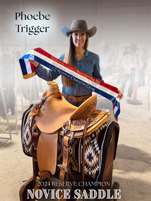 Phoebe Trigger of Iron Filly with her saddle