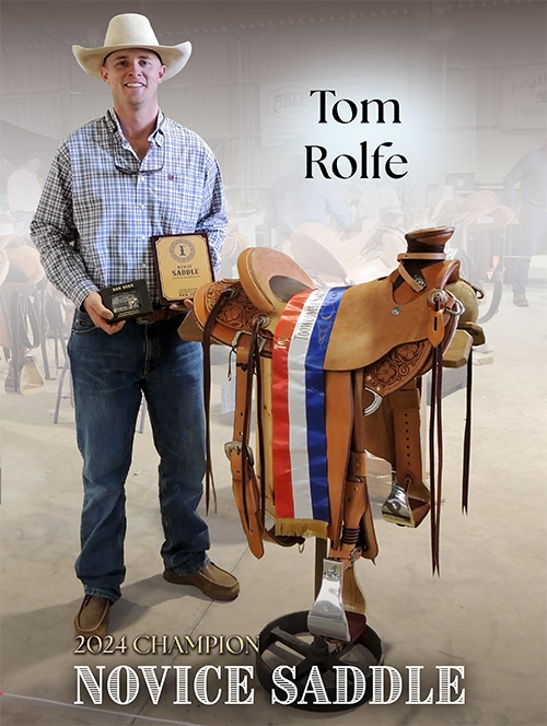 Tom Rolfe with his winning saddle