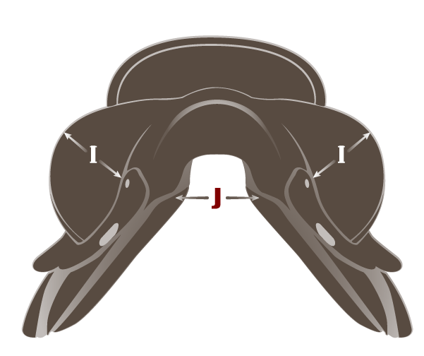 Saddle measurements front diagram