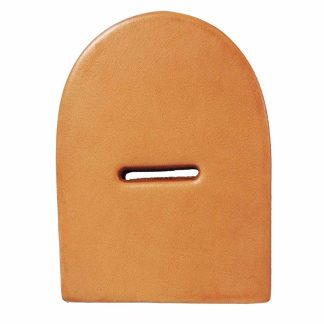 Heel-shaped leather rug fitting